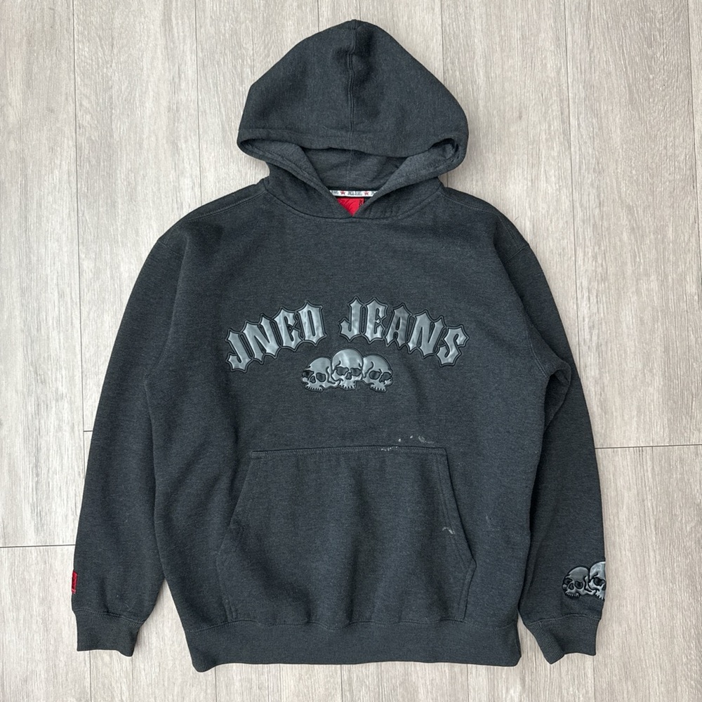 Y2K Skate JNCO Jeans Triple Skulls Hoodie Size Large